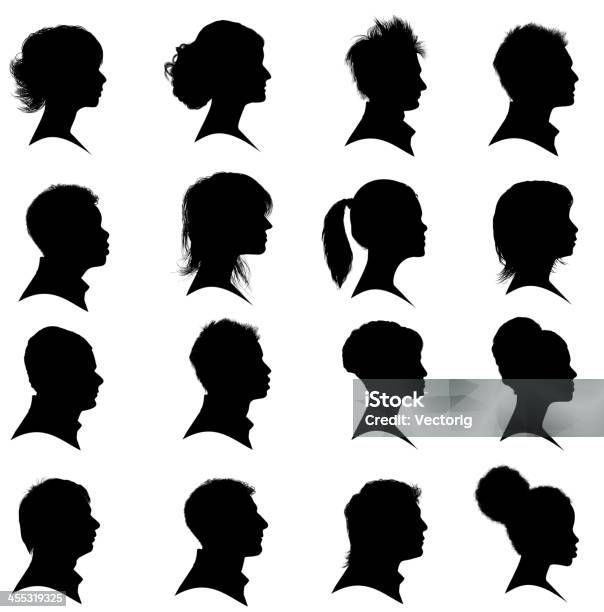 People Profile Stock Illustration - Download Image Now - In Silhouette, Women, Profile View