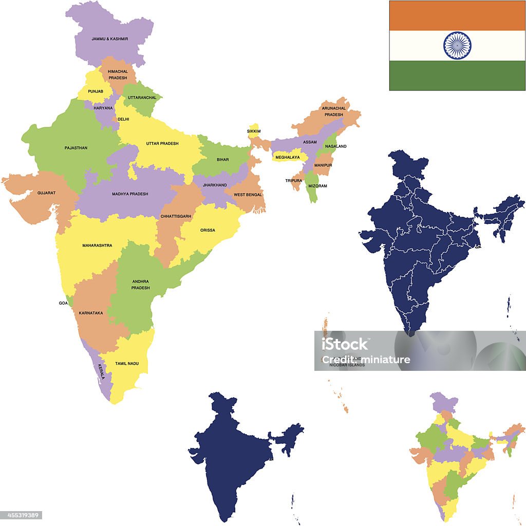 Mapa da Índia - Royalty-free Mapa arte vetorial