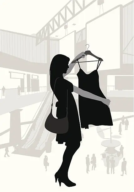 Vector illustration of Clothes Shopping Vector Silhouette