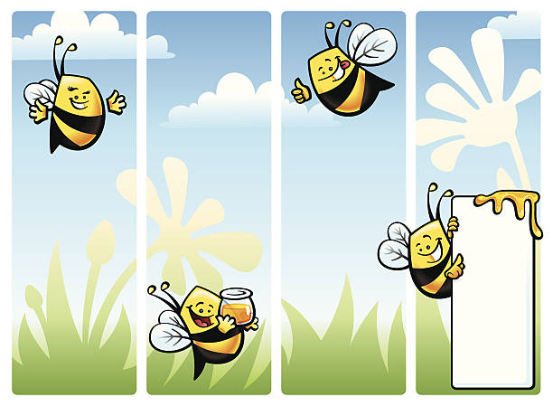 Bee Character Set vector art illustration