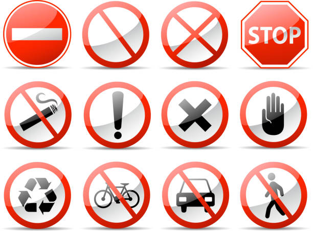ilustrações, clipart, desenhos animados e ícones de símbolo de advertência - one way stop stop sign street