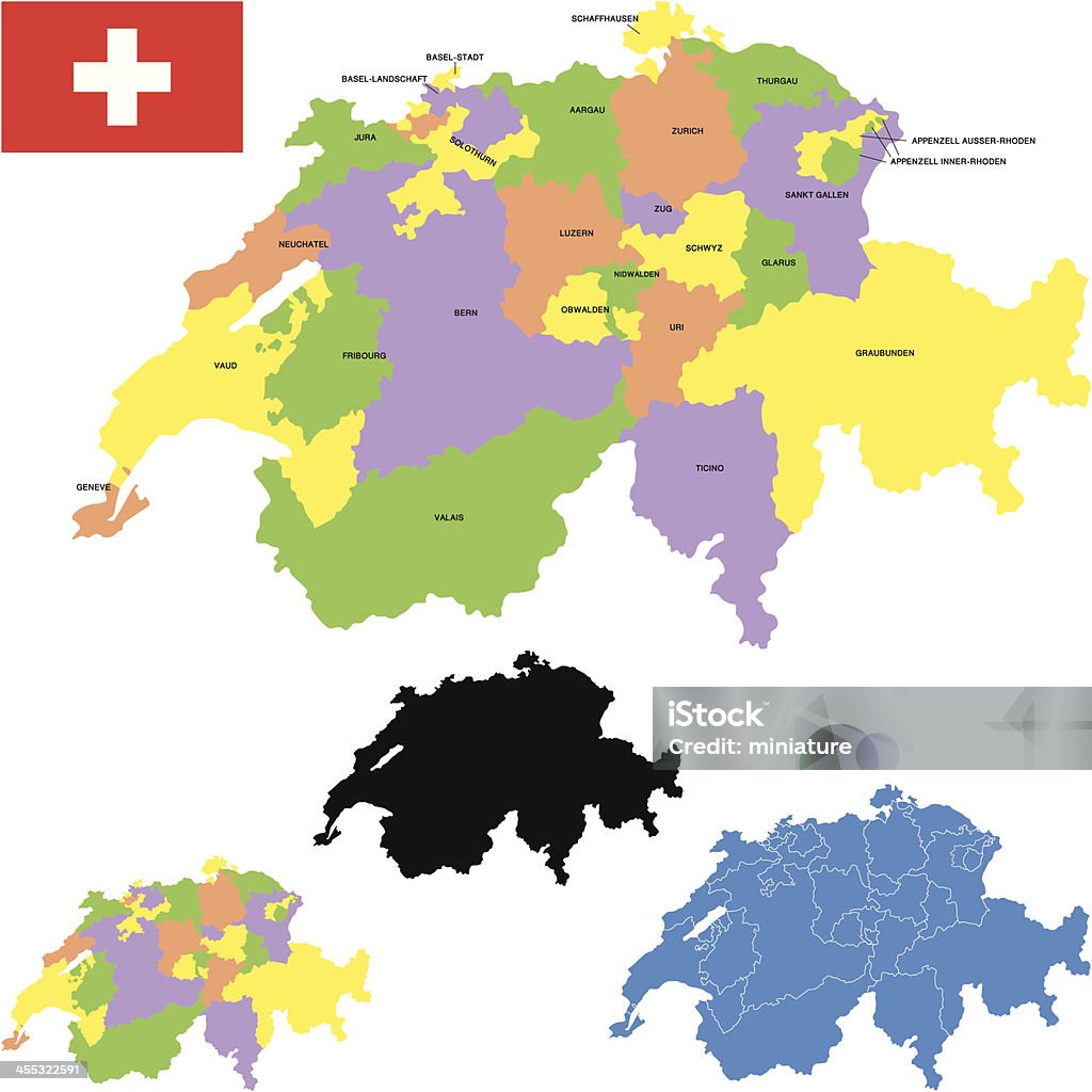 Швейцария карта - Векторная графика Базель роялти-фри