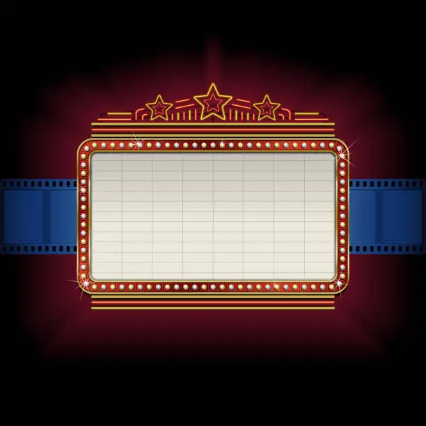 Vector illustration of Theater marquee with film strip border