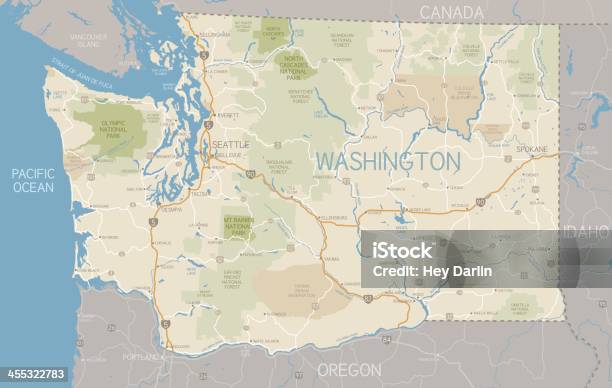 Ilustración de Mapa Del Estado De Washington y más Vectores Libres de Derechos de Estado de Washington - Estado de Washington, Mapa, Vector