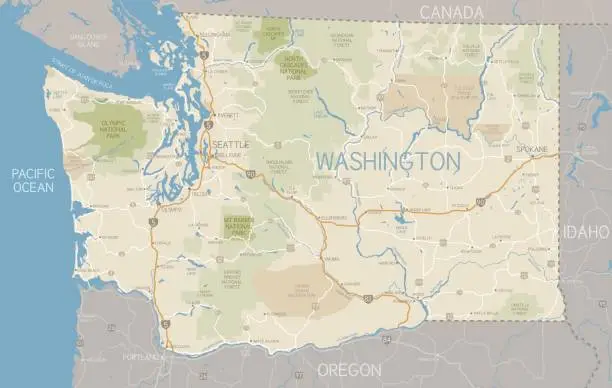 Vector illustration of Washington State Map