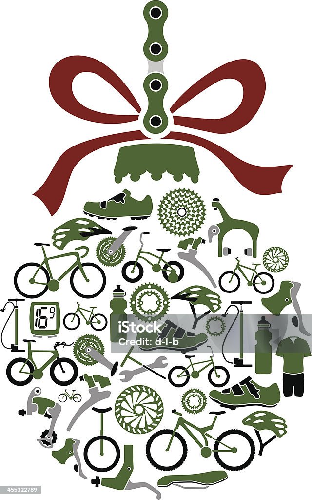 Christbaumkugel Ball aus Fahrräder und teilweise Symbole - Lizenzfrei Fahrrad Vektorgrafik