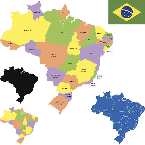Brazil map map of Brazil with states for your design , products and print. rio parana stock illustrations