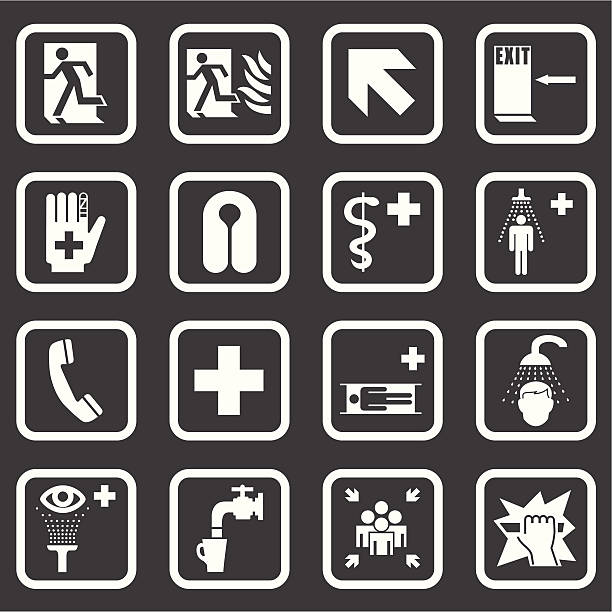 Emergency Medical & Safety Signs (White Series) vector art illustration