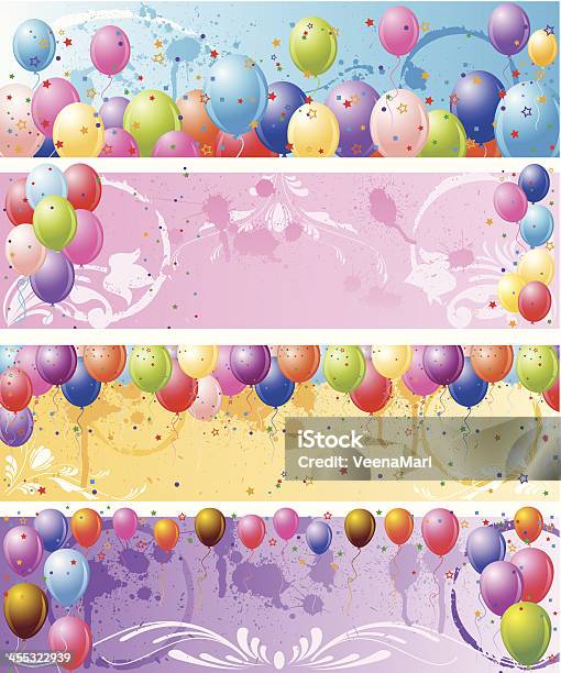 Balões De Fundo Grunge - Arte vetorial de stock e mais imagens de Balão - Enfeite - Balão - Enfeite, Plano de Fundo, Cor de rosa