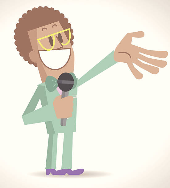 Funny TV Host Talking Into Microphone Vector illustration – Funny TV Host Talking Into Microphone. anchor free pic stock illustrations