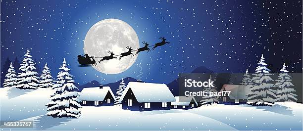 Winter Landscape With Santa Claus Stock Illustration - Download Image Now - Santa Claus, Christmas, Animal Sleigh