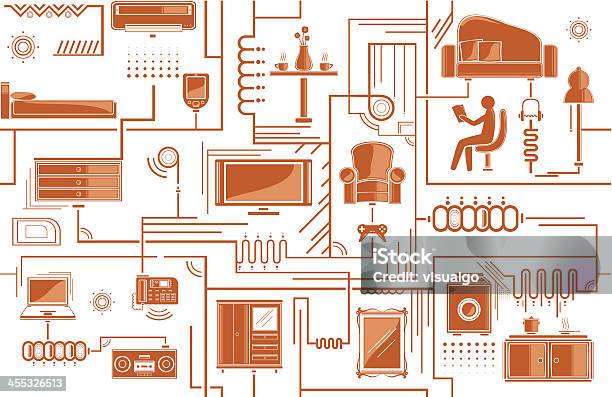 Elementos De Fundo De Uso Doméstico - Arte vetorial de stock e mais imagens de Ar-condicionado - Ar-condicionado, Diagrama, Avac