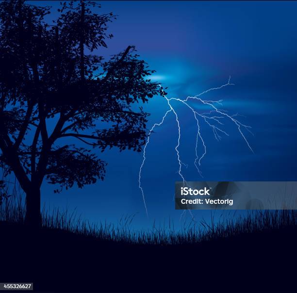 Storm Field Stock Illustration - Download Image Now - Lightning, Sky, Farm