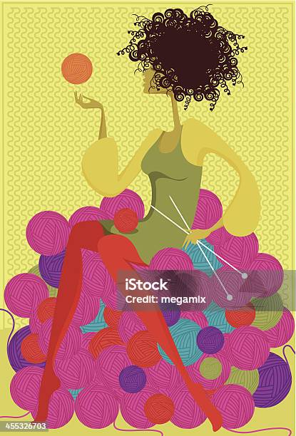 Knitting Girl Stock Illustration - Download Image Now - Knitting, Multi Colored, Abundance