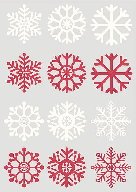 Vector illustration of Simple Snowflakes on a Silver Background