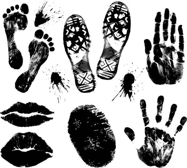 ilustrações de stock, clip art, desenhos animados e ícones de conjunto preto traçado - track vector individuality thumbprint