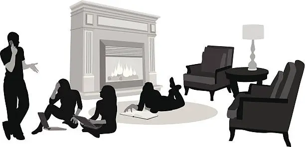 Vector illustration of Living Room Vector Silhouette