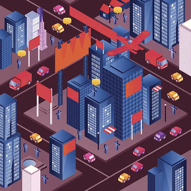 Vector illustration of Advertising city chaos
