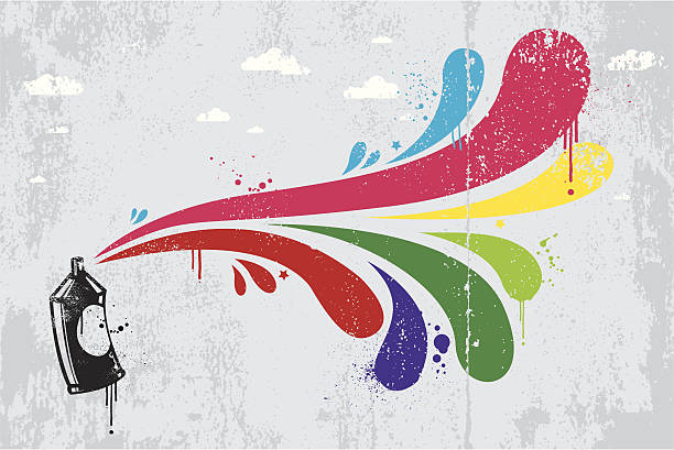 Colourful spray graffiti background Multi coloured graffiti theme vector background. All design elements are layered and grouped. Included files are aics3 and hi-res jpg. graffiti illustrations stock illustrations