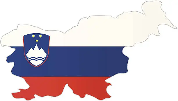 Vector illustration of Slovenia map with flag