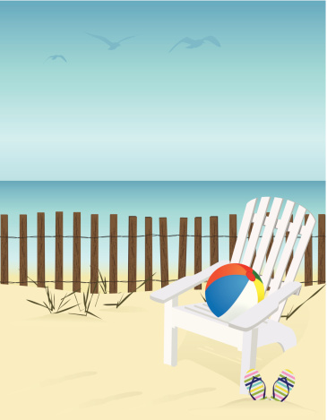 Summer time graphic with beach