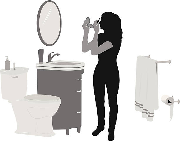Makeup Vector Silhouette A-Digit bathroom silhouettes stock illustrations