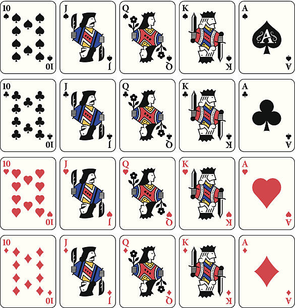 ilustrações de stock, clip art, desenhos animados e ícones de baralho de cartas - cards spade suit symbol heart suit