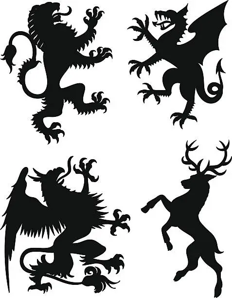 Vector illustration of Heraldry Animals