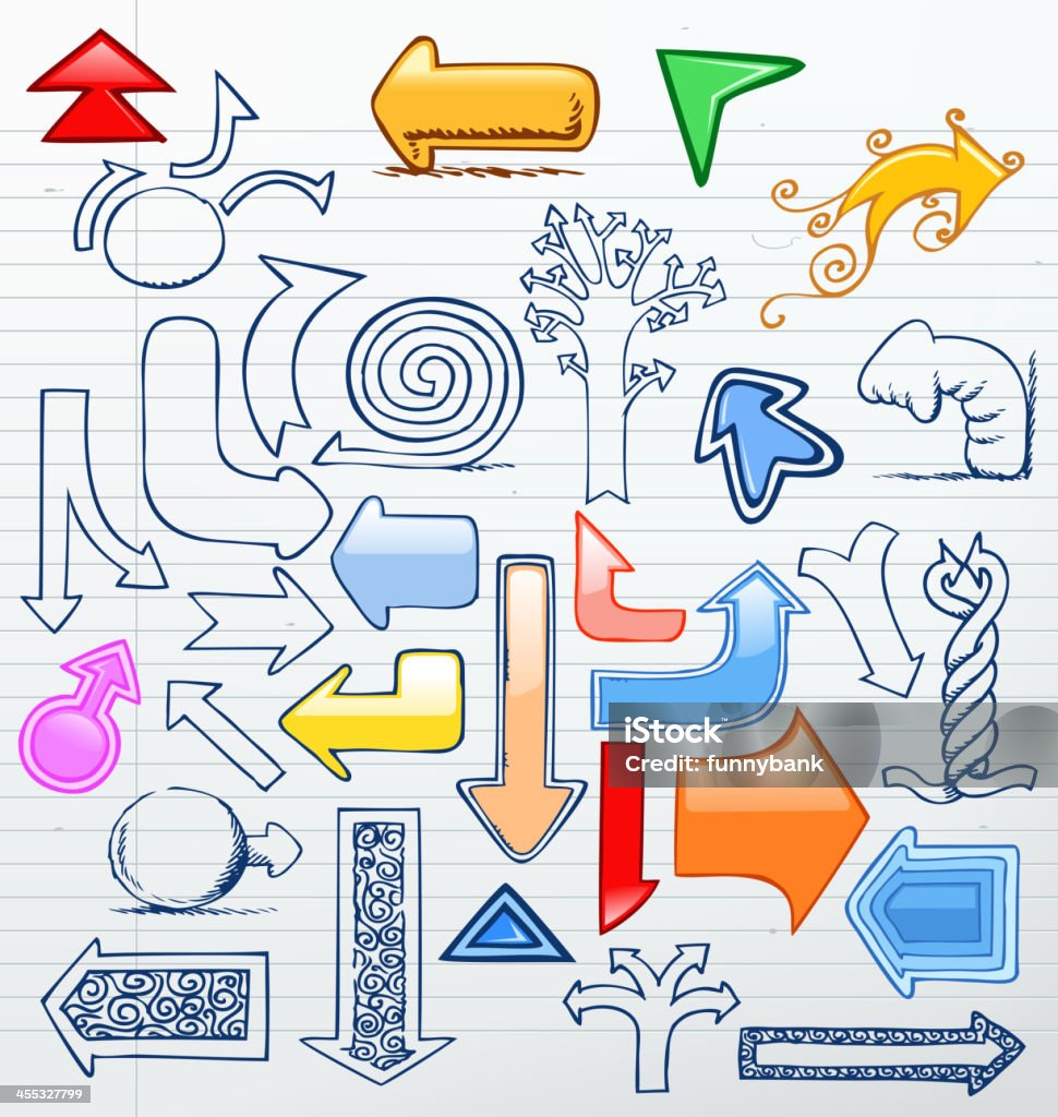 doodle arrow sign Hand drawing of vector doodle arrow sign. All arrow signs are files separately grouped. You can use them separately.  Abstract stock vector