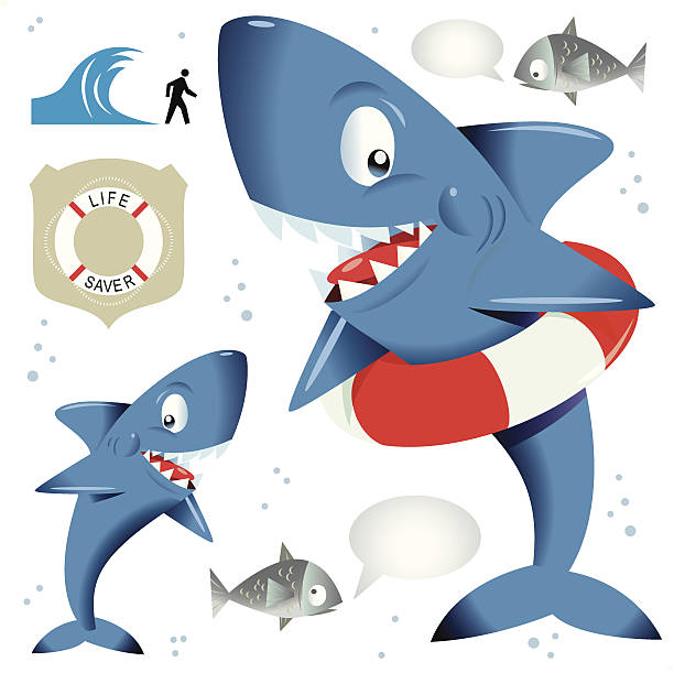 ilustrações de stock, clip art, desenhos animados e ícones de água tubarão inteligente - arm band illustrations