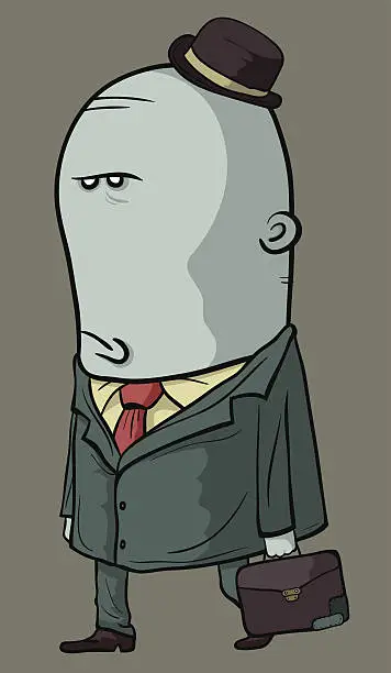 Vector illustration of Displeased Man Finish working and Go home