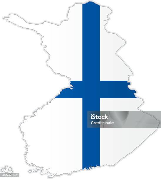 Finlandia Mappa Con Bandiera - Immagini vettoriali stock e altre immagini di Bandiera - Bandiera, Bandiera della Finlandia, Bandiera nazionale