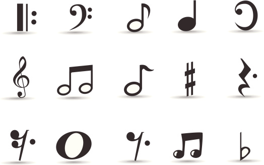 A set of royalty-free vector musical notes for music sheet work.  Designed by mystockicons