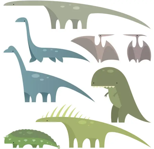 Vector illustration of Prehistoric era Jurassic dinosaurs set 1