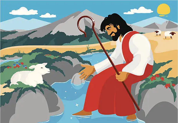 Vector illustration of The Good Shepherd