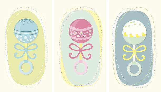 Baby rattles set vector art illustration