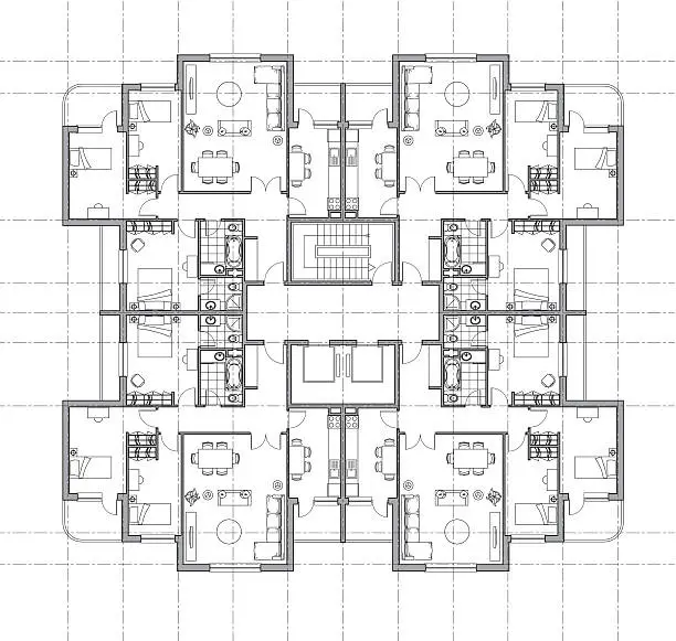 Vector illustration of house plan architectural drawing