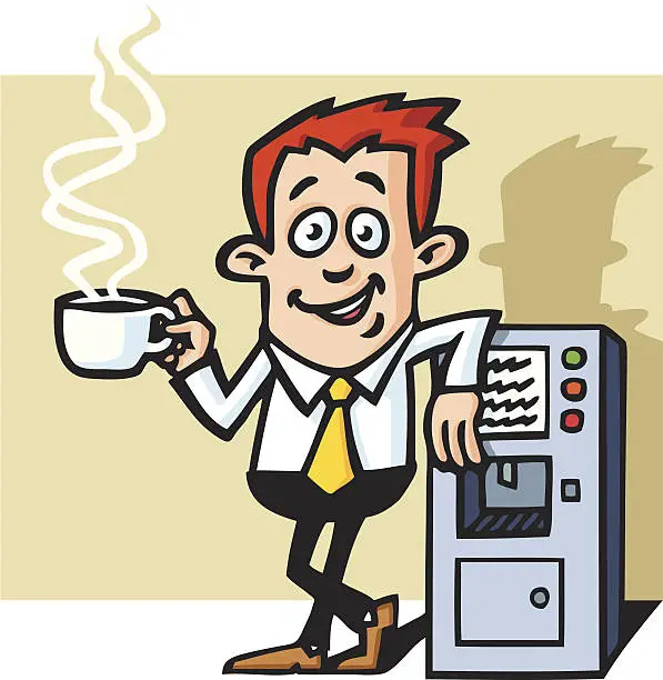 Vector illustration of Businessman at coffee machine