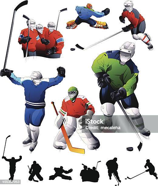 Хоккей Набор — стоковая векторная графика и другие изображения на тему Хоккей - Хоккей, Празднование, Хоккей с шайбой