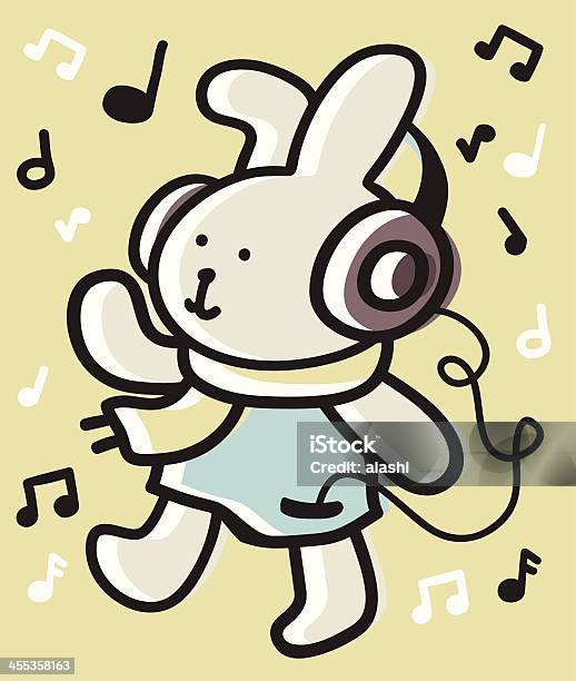 Cute Bunny Listen To Music With Headphones Stock Illustration - Download Image Now - Characters, Animal, Anthropomorphic