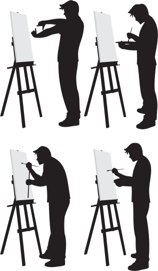 Painter working at his easel