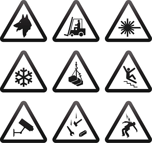 Simple Warning Signs vector art illustration
