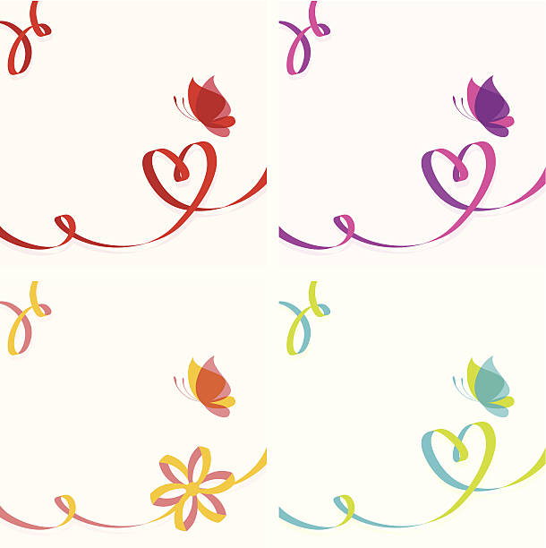бабочка и сердце лент - flower backgrounds single flower copy space stock illustrations