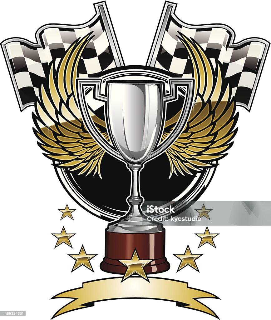 Emblema de corridas com copo - Royalty-free Motorizada arte vetorial