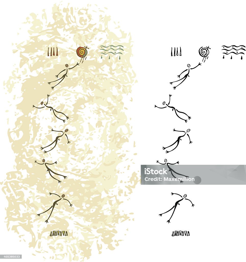 Prähistorische Felszeichnung oder Höhlenmalerei Männer - Lizenzfrei Vektor Vektorgrafik