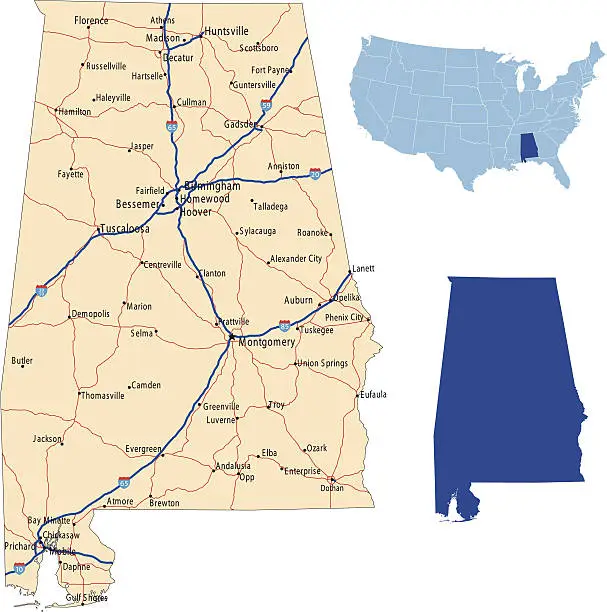 Vector illustration of Alabama road map