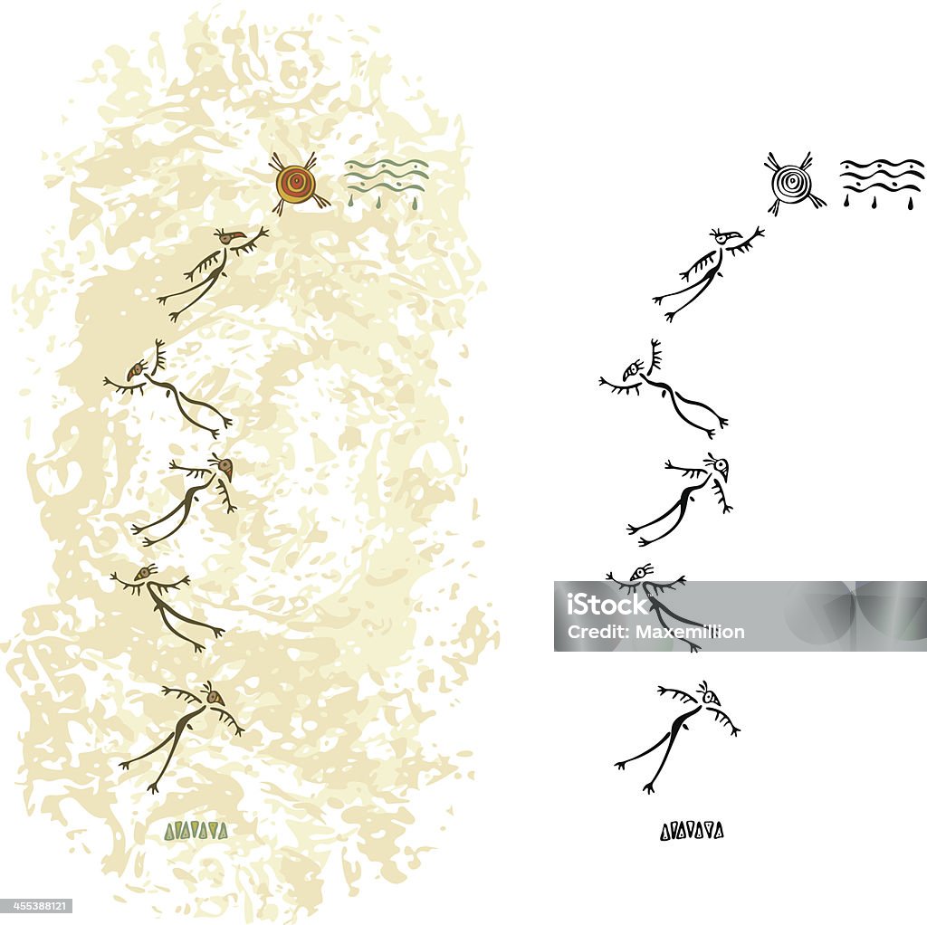 有史以前の洞窟壁画フライングシャー - 洞窟壁画のロイヤリ��ティフリーベクトルアート