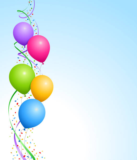 участник воздушных шарах фон - balloon birthday confetti streamer stock illustrations