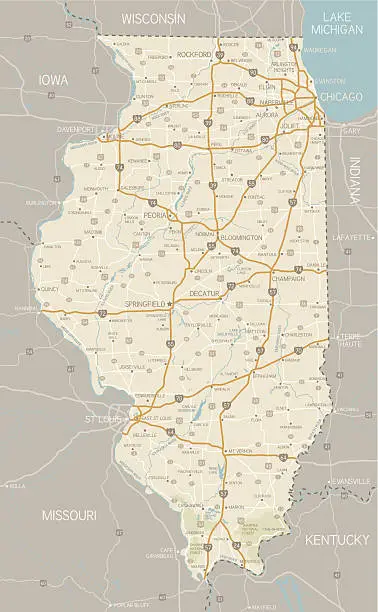 Vector illustration of Illinois Map