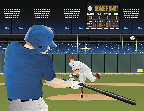 야구 플레이어, 득점판 - baseball batter stock illustrations